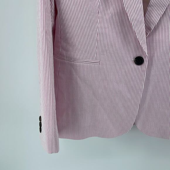 J. Crew 365 Parke pink striped stretch seersucker single button blazer sz 12 - Picture 3 of 6